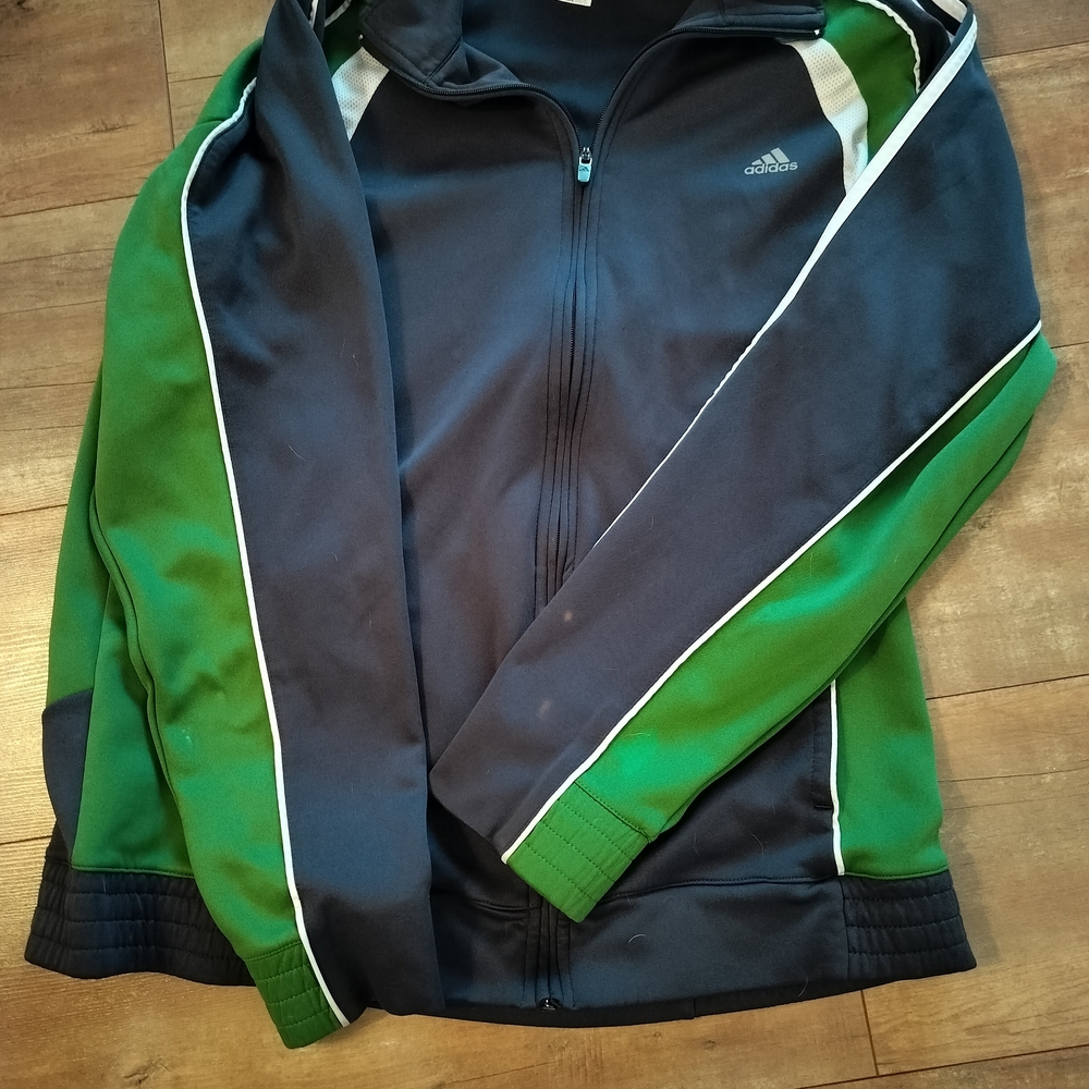 Adidas Navy and Green Track Jacket